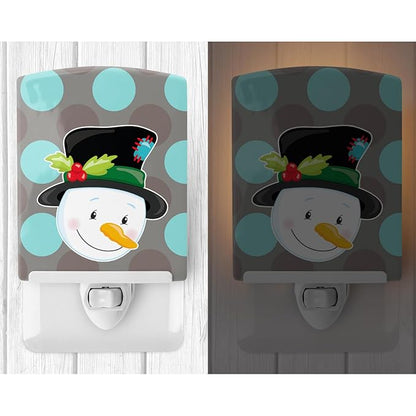 Caroline's Treasures BB8671CNL Christmas Snowman Ceramic Night Light Compact, UL-Certified, Ideal for Bedroom, Bathroom, Nursery, Hallway, Kitchen, 6x4x3, Multicolor