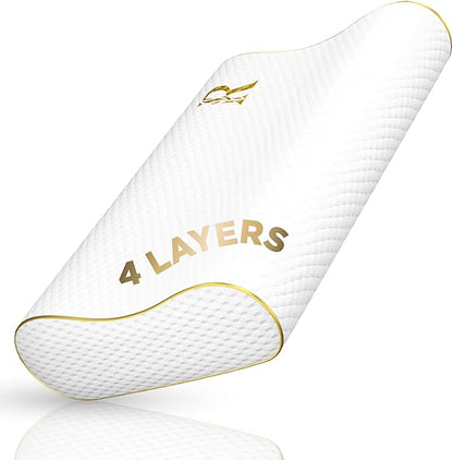 4-Layer King, Contour Pillow, Side Sleeper Pillow, Orthopedic Pillow, Neck Support Pillow, Pillow for Neck Pain, Pillow for Side Sleepers, CertiPUR-US