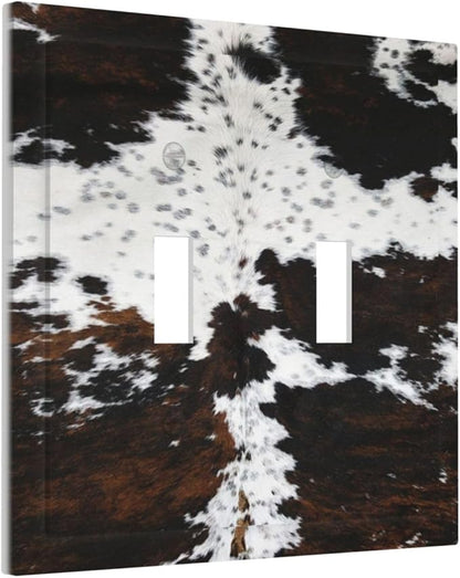 Western Farm Highland Cow Double Toggle Light Switch Cover Decorative 2 Gang Wall Plate Electrical Faceplate Switchplate Dimmer Plates for Farmhouse Bathroom Bedroom Living Room Bathroom Decor