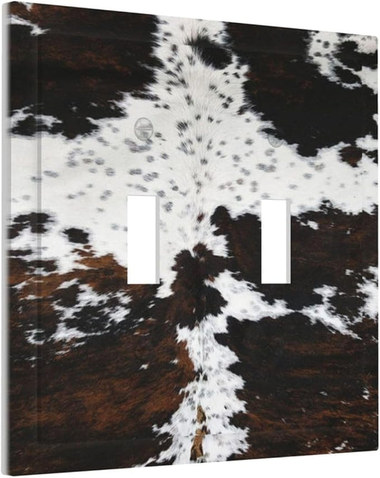 Western Farm Highland Cow Double Toggle Light Switch Cover Decorative 2 Gang Wall Plate Electrical Faceplate Switchplate Dimmer Plates for Farmhouse Bathroom Bedroom Living Room Bathroom Decor