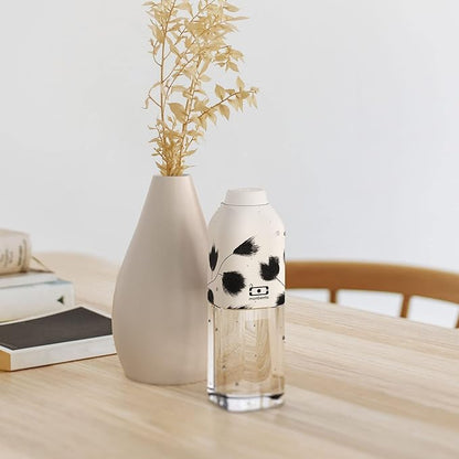 monbento - Clear Reusable Water Bottle MB Positive M graphic Plume - 17 floz/500 ml Water Bottle Perfect for Work, Travel, Sport, Picnic - Compact, Leakproof BPA Free Water Bottle - Black Feathers