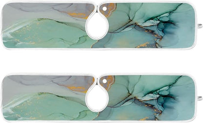 Marble Turquoise Green Faucet Water Catcher Mat 2 Pack Tie Dye Gray Purple Drying Mat Absorbent Bathroom Faucet Handle Drip Catcher Tray Bar RV Kitchen Sink Splash Guard 23x5 Inches