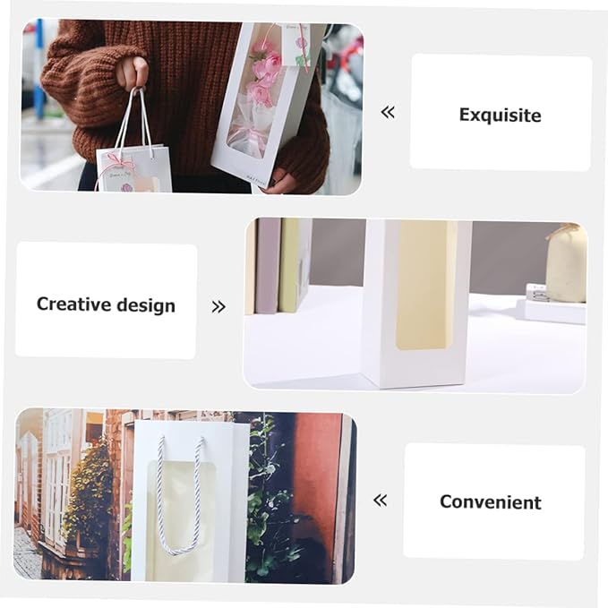 4pcs Window Wine Bag Flower Kraft Bags Wine Bags Bulk Wine Bags for Wine Bottles Brown Paper Bags Red Wine Bag Kraft Paper Open The Window White Decanter