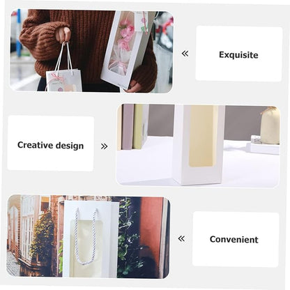 4pcs Window Wine Bag Flower Kraft Bags Wine Bags Bulk Wine Bags for Wine Bottles Brown Paper Bags Red Wine Bag Kraft Paper Open The Window White Decanter