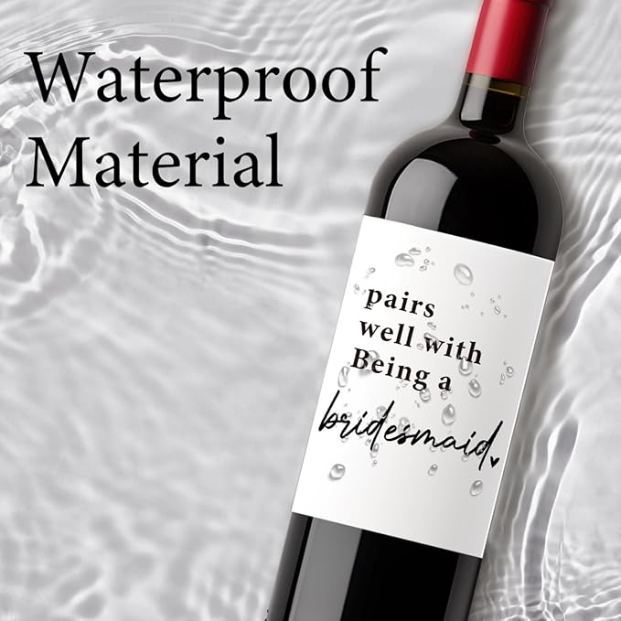 8 Pcs Bridesmaid Wine Labels, Bridesmaid Maid of Honor Proposal Gifts Bridal Shower Gifts, Will You Be My Bridesmaid Wine Bottle Stickers, Pairs Well with being a Bridesmaid Wine Bottle Labels