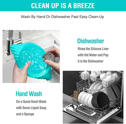 Silicone Air Fryer Liners for Ninja AF101 4QT AF141 5QT AF150 AF161 XL MAX 5.5QT for Ninja Foodi and Most 3-5 Quart Airfryers, Air Fryer Oven Microwave Accessories, Better than Disposable Paper Liner