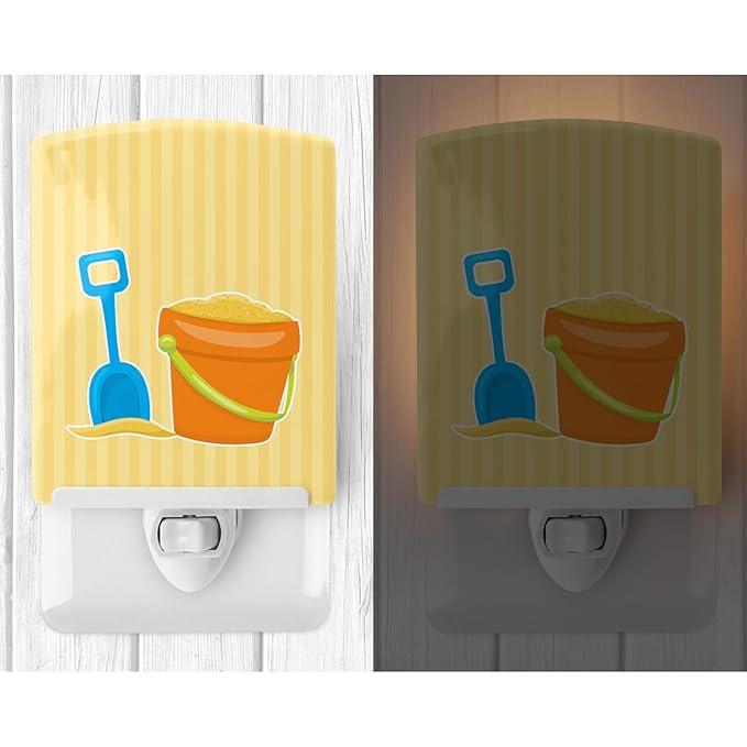 Caroline's Treasures BB8642CNL Bucket of Sand Ceramic Night Light Compact, UL-Certified, Ideal for Bedroom, Bathroom, Nursery, Hallway, Kitchen, 6x4x3, Multicolor