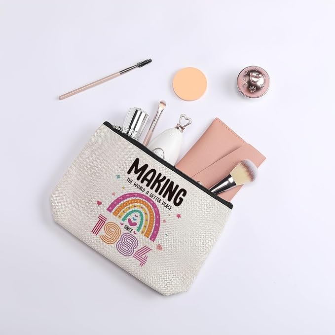 40th Birthday Gifts for Women, 40 Years Old Birthday Gifts Makeup Bag for Mom, Wife, Friend, Sister, Travel Toiletry Makeup Organizer Zipper Pouch - Making The World a Better Place Since 1984