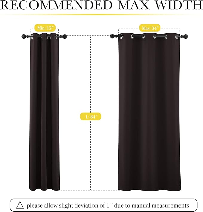 NICETOWN High-End Thermal Curtains, Full Blackout Cold Reducing Curtains 84 Inches Long for Dining Room, Soundproof Window Treatment Drapes for Hall Room, Brown, 42" Wide Per Panel, Set of 2 Panels