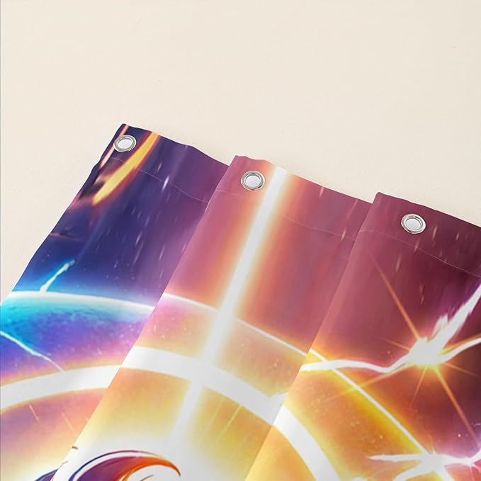 AILONEN 3D Lion Shower Curtain for Bathroom,Gold Halo Lightning Lion Printed Bath Curtain,Boys Teen Kids Running Lion Decoration Shower Curtain Waterproof 72" W*78" H