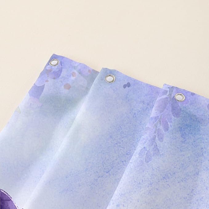 AILONEN Watercolor Dolphin Shower Curtain, Cute Dolphin Lavender Flower Bath Curtain,Modern Minimalist Purple Waterproof Fabric Shower Curtain Set with Hooks 60" W*72" H