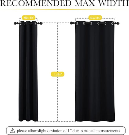NICETOWN High-End Thermal Curtains, Full Blackout Cold Reducing Curtains 84 Inches Long for Dining Room, Soundproof Window Treatment Drapes for Hall Room, Black, 42" Wide Per Panel, Set of 2 Panels