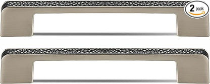 Leather Handle Brass Leather Handle Nordic Minimalist Style Handle Wardrobe Dressing Table Bedroom Living Room Kitchen Handle Hardware Furniture - 2 Pack (Black, 96mm(3-3/4in))