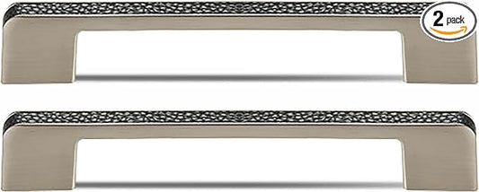 Leather Handle Brass Leather Handle Nordic Minimalist Style Handle Wardrobe Dressing Table Bedroom Living Room Kitchen Handle Hardware Furniture - 2 Pack (Black, 96mm(3-3/4in))