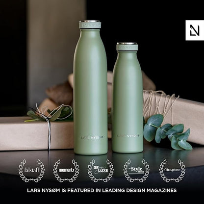 LARS NYSØM Stainless Steel Insulated Water Bottle 12oz 17oz 25oz 34oz 51oz | BPA-free Insulated Thermo Flask for Hot and Cold Beverages | Leakproof Drinking Bottle (Aqua Turquoise, 25oz)