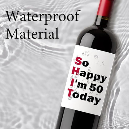 8 Pcs 50th Birthday Gifts for Women Her Him Wine Labels, 50 Years Old Birthday Gifts for Women, Happy 50th Birthday Party Decorations for Woman Man Wine Bottle Stickers, 50th Wine Bottle Labels