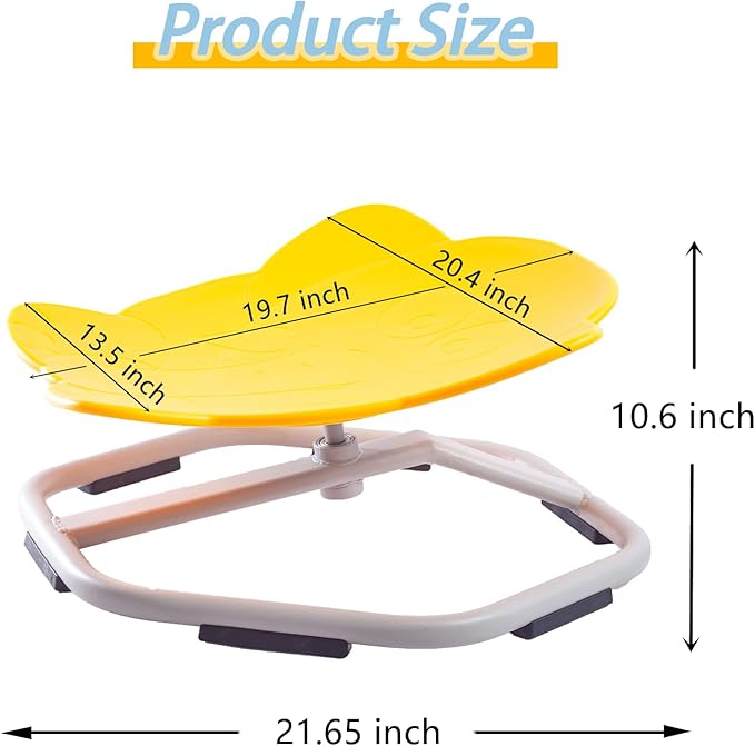 Autism Kids Swivel Chair, Spinning Chair for Kids Sensory, Kids Swivel Chair Sensory, Sensory Toy Chair, Carousel Spin Sensory Chair, Training Body Coordination (Yellow)