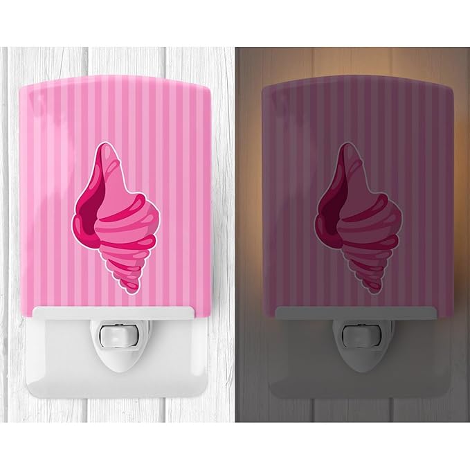 Caroline's Treasures BB8844CNL Beach Shell Pink Ceramic Night Light Compact, UL-Certified, Ideal for Bedroom, Bathroom, Nursery, Hallway, Kitchen, 6x4x3, Multicolor