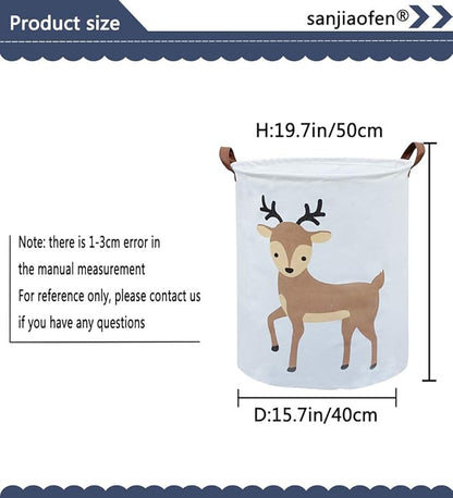 Kids Laundry Basket,Deer Laundry Hamper Collapsible Baby Storage Baskets for Boy Room Decor,Nursery Hamper,Toy Organizer,(Deer)