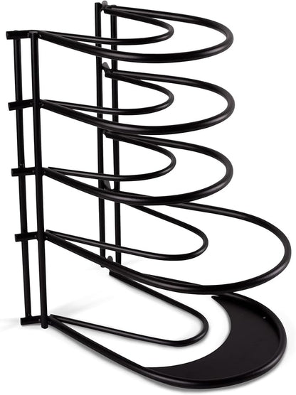 Cuisinel Pan Organizer Rack - 60 to 100-LBS Capacity Extremely Heavy Duty - 8mm Thick Made in India - Matte-Black 12.7"-Tall 5-Tier Space-Saving Kitchen Counter/Cabinet Storage for Cast Iron Cookware,