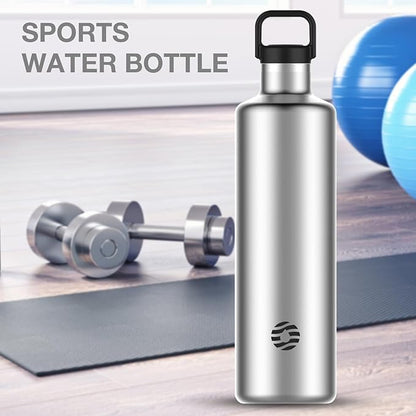 60oz Water Bottle with Carrier Bag, Large Insulated Water Bottle, Stainless Steel Water Bottles, Double Walled Insulated Thermo for Hot Drinks/Cold Drinks,Great for Gym,Hiking,Camping (Silver)