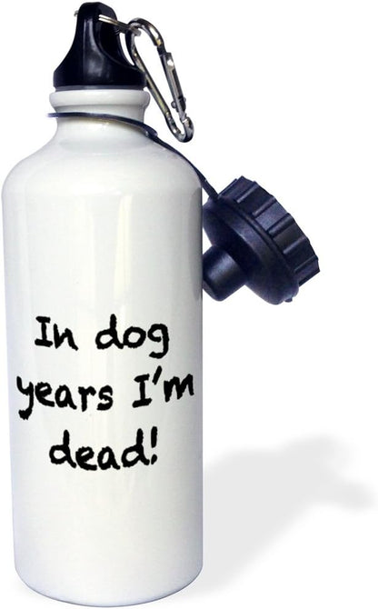 3dRose In Dog Years Im Dead Black Sports Water Bottle, 21 oz, Multicolored