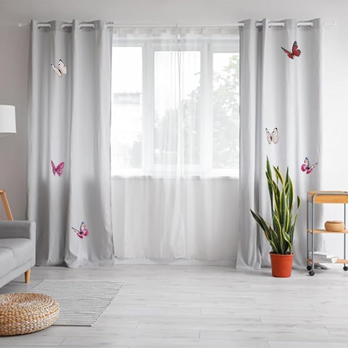 uxcell 120Pcs 3D Beautiful Butterfly Removable DIY Wall Stickers for Bedroom TV Background Decorations, Plum