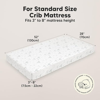 2-Pack Organic Crib Sheets for Boys, Girls - Jersey Fitted Crib Sheet, Baby Crib Sheets Neutral, Crib Mattress Sheet, Cotton Crib Sheets, Breathable Crib Sheet, Baby Mattress Sheets (DinoDood)