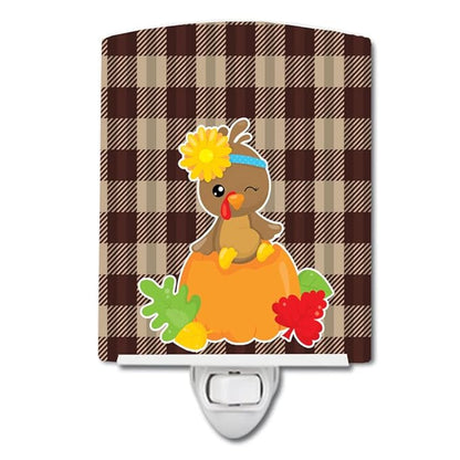 Caroline's Treasures BB7113CNL Thanksgiving Baby Turkey Ceramic Night Light Compact, UL-Certified, Ideal for Bedroom, Bathroom, Nursery, Hallway, Kitchen, 6x4x3, Multicolor