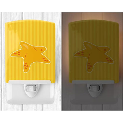 Caroline's Treasures BB8901CNL Nautical Starfish Ceramic Night Light Compact, UL-Certified, Ideal for Bedroom, Bathroom, Nursery, Hallway, Kitchen, 6x4x3, Multicolor