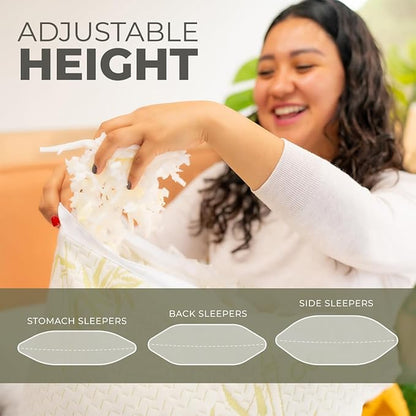 Adjustable Pillow (Queen (U.S. Standard)) Bed Pillow for Sleeping, Cooling Shredded Memory Foam, Adjustable to Soft - Firm, Removable and Washable Cover, Pillow for Back Or Side Sleepers