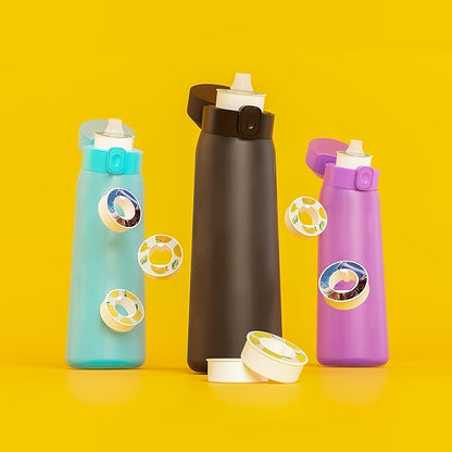 KeemoSellz Air Water Bottle, Fruit Flavoured Water Bottle with 3 Flavour Pods – BPA Free, 0 Sugar 0 Calorie for Kids, Gym And Outdoor Activities (Black)