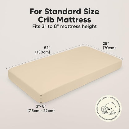 2-Pack Crib Sheets for Boys,Girls - Viscose Derived from Bamboo Fitted Crib Sheet, Organic Baby Crib Sheets, Crib Mattress Sheet,Toddler Bed Sheets,Baby Sheets for Crib Fitted Sheets(Khaki)