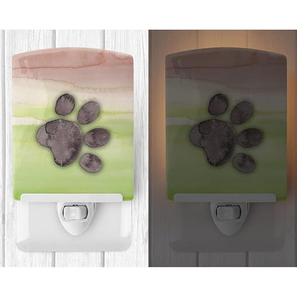 Caroline's Treasures BB7359CNL Dog Paw Watercolor Ceramic Night Light Compact, UL-Certified, Ideal for Bedroom, Bathroom, Nursery, Hallway, Kitchen, 6x4x3, Multicolor
