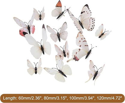 uxcell 120Pcs 3D Beautiful Butterfly Removable DIY Wall Stickers for Bedroom TV Background Decorations, White