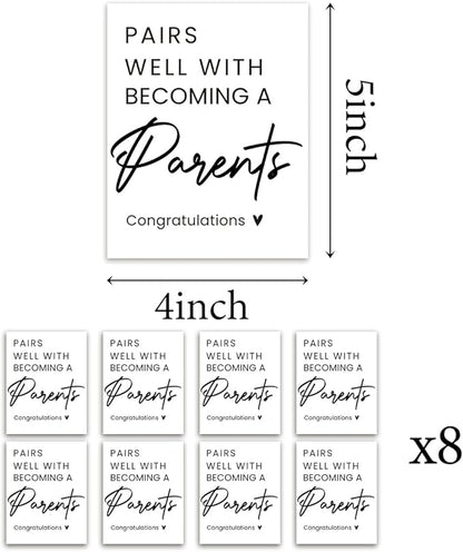 8 Pcs Parents Pregnancy Baby Announcement Wine Labels, Funny Pregnancy Baby Announcement Gifts for New Parents Wine Bottle Stickers Labels, Pairs Well With Becoming A Parents Wine Labels
