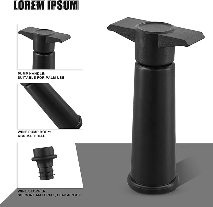 4PCS Wine Bottle Stoppers & A Wine Vacuum Saver Pump, Silicone Leak Proof Wine Stopper Sealer Plug Fit for All Standard Wine Bottles, Wine Preserver Keeps Wine Fresh