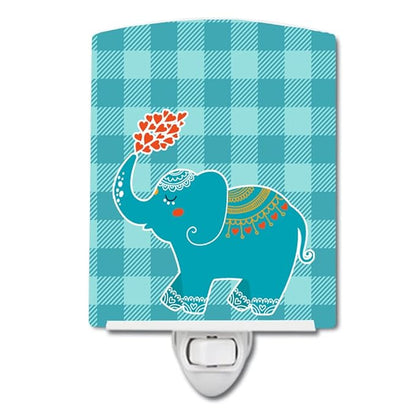 Caroline's Treasures BB6744CNL Elephant Love Ceramic Night Light Compact, UL-Certified, Ideal for Bedroom, Bathroom, Nursery, Hallway, Kitchen, 6x4x3, Multicolor