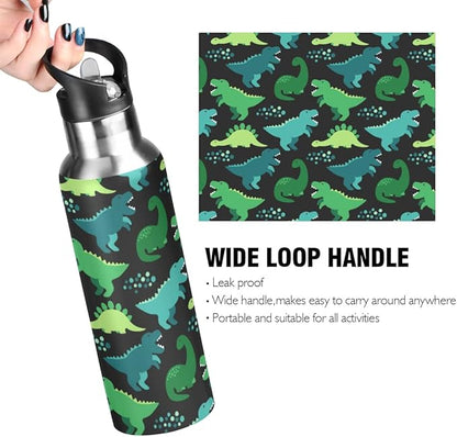 MNSRUU Insulated Water Bottle with Straw, Rainbow and Unicorns Stainless Steel Flasks for Sports Cycling Hiking School