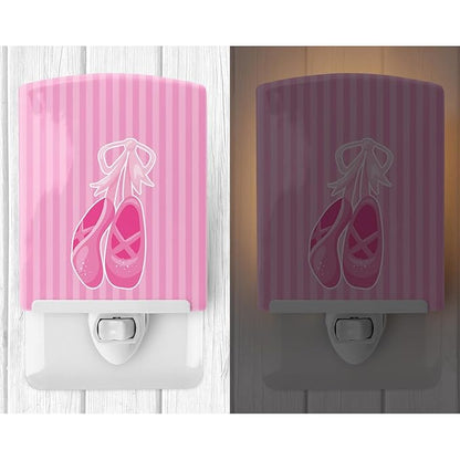 Caroline's Treasures BB8624CNL Ballet Shoes on Stripes Ceramic Night Light Compact, UL-Certified, Ideal for Bedroom, Bathroom, Nursery, Hallway, Kitchen, 6x4x3, Multicolor