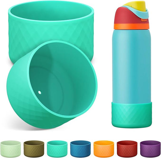 2PCS Silicone Water Bottle Boot for Owala 24oz 32oz 40oz, Anti-Slip Protective Sleeve Bottom Bumper Protector for FreeSip, Twist, and Flip Stainless Steel Water Bottles