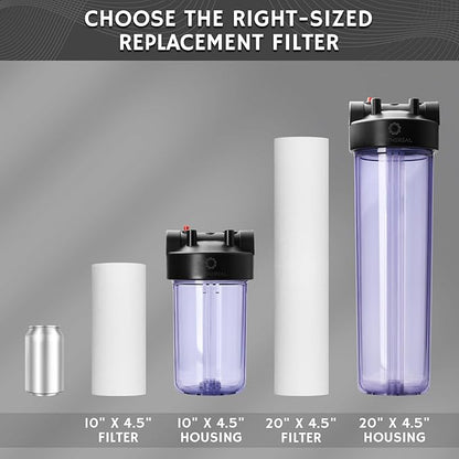 Airthereal 10" x 4.5" Whole House PP Sediment Water Filter, 5 Micron 10-inch Water Filter Replacement Cartridge for City and Well Water, 4-Pack