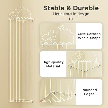 Stuffed Animal Storage,Stuffed Animal Holder with Adjustable Length,Corner Shelf for Kids Room Decor,Soft Toy Storage Organizer for Living Room,Bedroom,Nursery,Playroom,Kids Room(Ivory White)