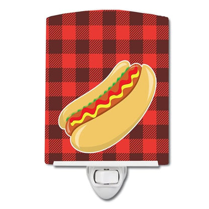 Caroline's Treasures BB8628CNL Backyard BBQ Hot Dog Ceramic Night Light Compact, UL-Certified, Ideal for Bedroom, Bathroom, Nursery, Hallway, Kitchen, 6x4x3, Multicolor
