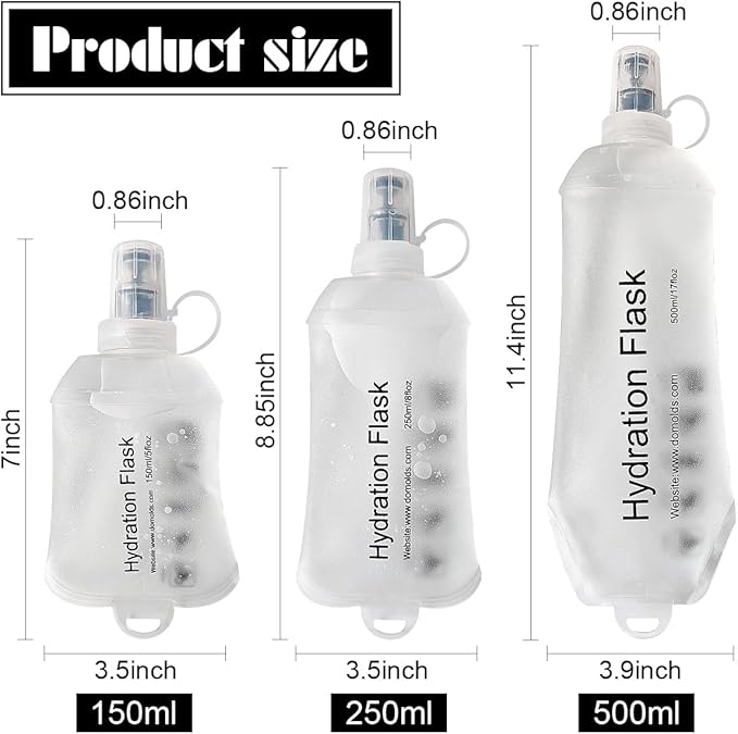 Transparent Frosted Texture Soft Flask, TPU Foldable Running Hydration Flask, for Hydration Packs/Running Vests-Running, Hiking, Cycling Folding Bottle-5 oz (150 ml)