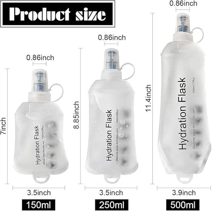 250 ml Transparent Frosted Texture Soft Flask, BPA Free, for Running, Hiking, Cycling, Folding Bottle