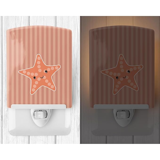 Caroline's Treasures BB7126CNL Starfish Ceramic Night Light Compact, UL-Certified, Ideal for Bedroom, Bathroom, Nursery, Hallway, Kitchen, 6x4x3, Multicolor