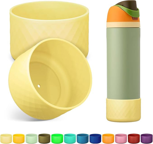 2PCS Silicone Water Bottle Boot for Owala 24oz 32oz 40oz, Anti-Slip Protective Sleeve Bottom Bumper Protector for FreeSip, Twist, and Flip Stainless Steel Water Bottles