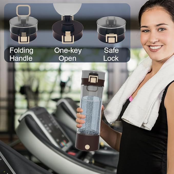 Hydrogen Water Bottle Hydrogen Alkaline Water Generator Ionizer Tritan Hydrogen Rich Water Maker Machine Rechargeable and Portable with SPE and PEM Technology 17Fl oz Tawny