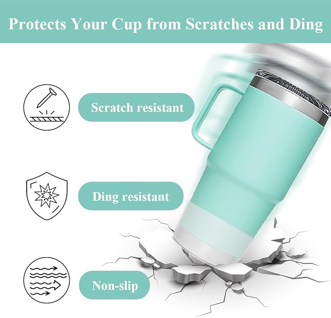 2 PCS Silicone Protective Boot for Yeti Rambler 20oz/25oz/30oz/35oz Tumbler, Anti-Slip Protective Silicone Water Bottle Bottom Boot Sleeve Cover for Yeti Tumbler [Transparent+Transparent]